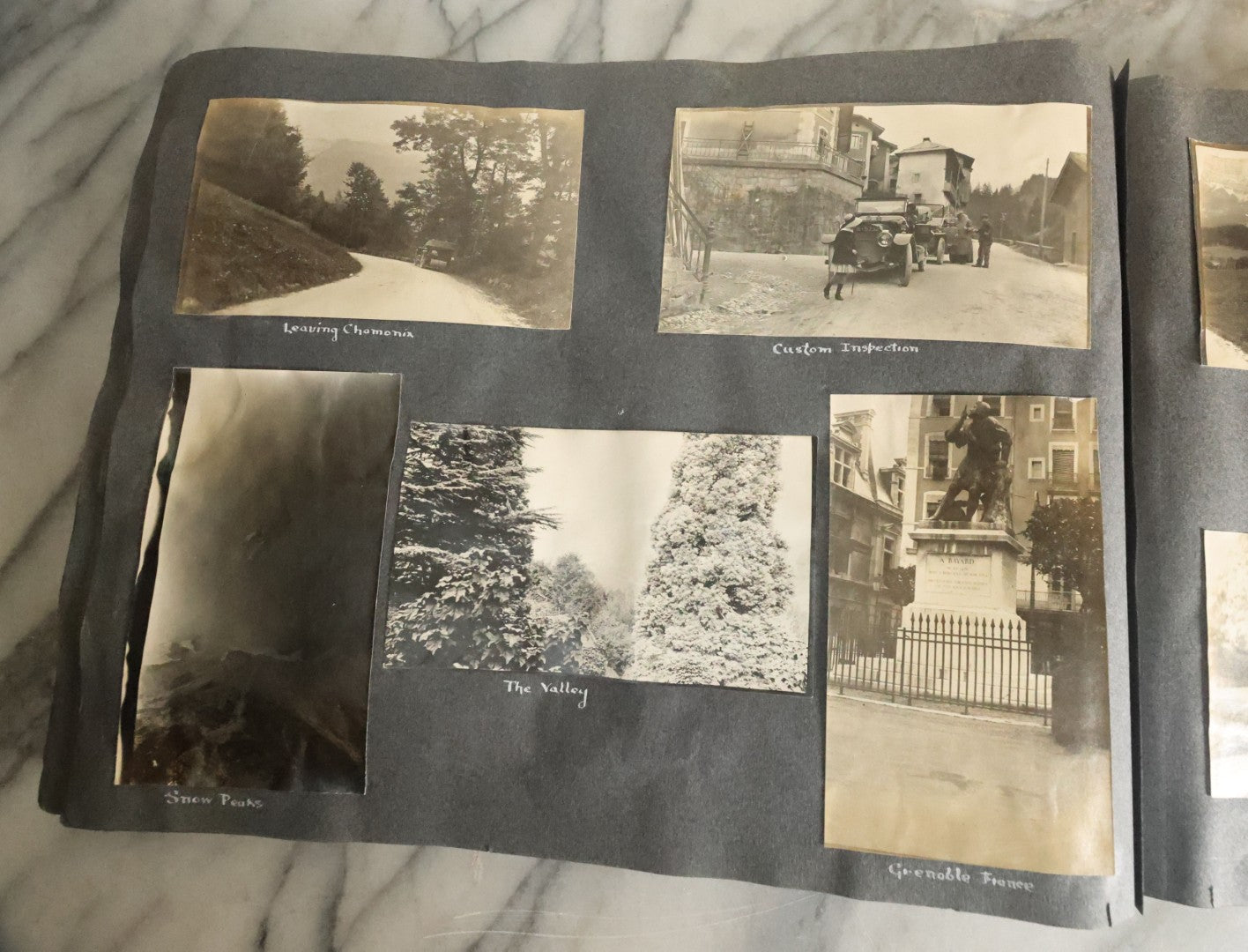 Lot 055 - Antique Snapshot Photo Album, Titled "Seeing Europe By Automobile, 1912" Well-Documented Album Containing 175+ Photographs Including Transatlantic Ocean Trip And Tour Of Europe With Dozens Of Handwritten Captions, Note Cover Detached