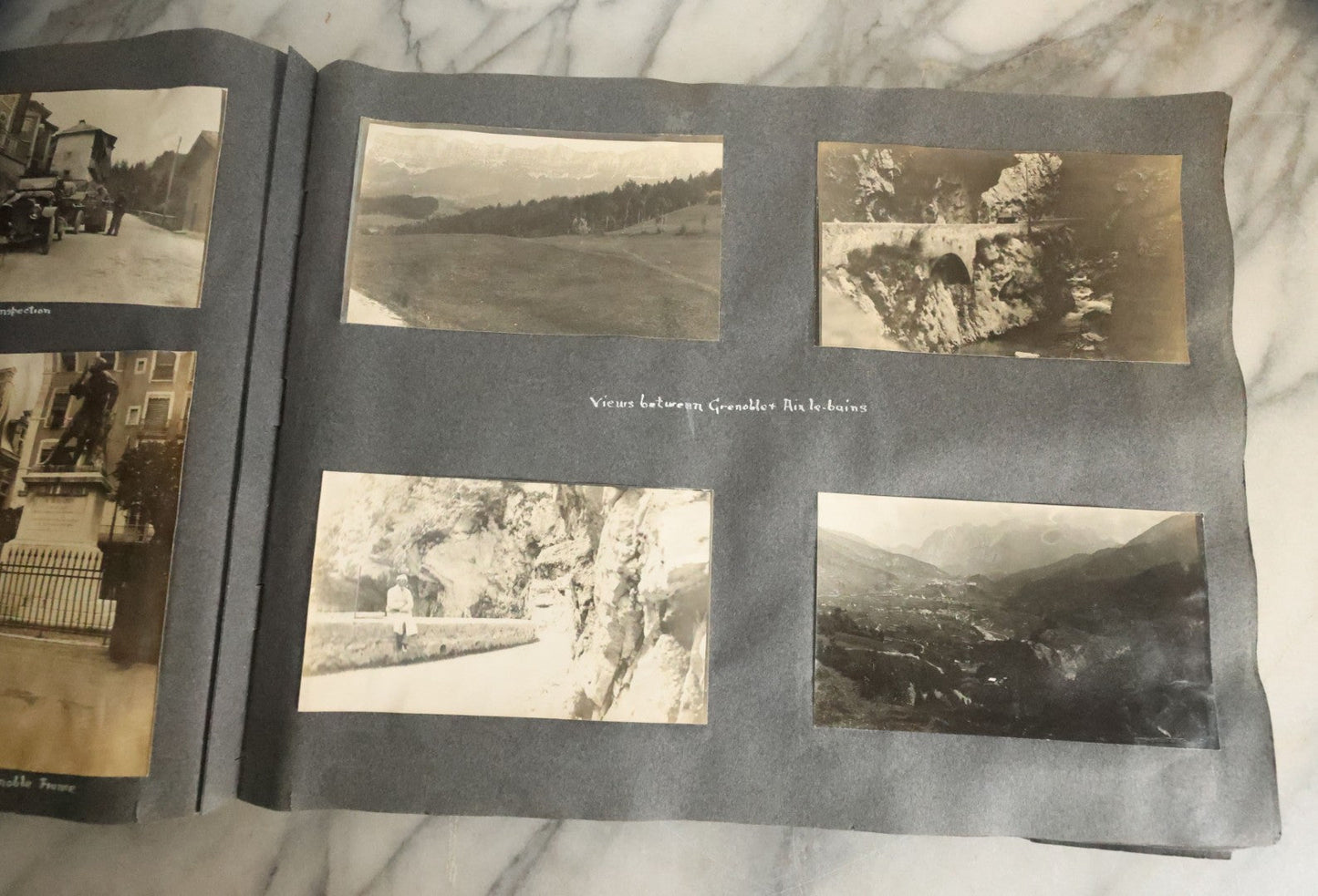 Lot 055 - Antique Snapshot Photo Album, Titled "Seeing Europe By Automobile, 1912" Well-Documented Album Containing 175+ Photographs Including Transatlantic Ocean Trip And Tour Of Europe With Dozens Of Handwritten Captions, Note Cover Detached