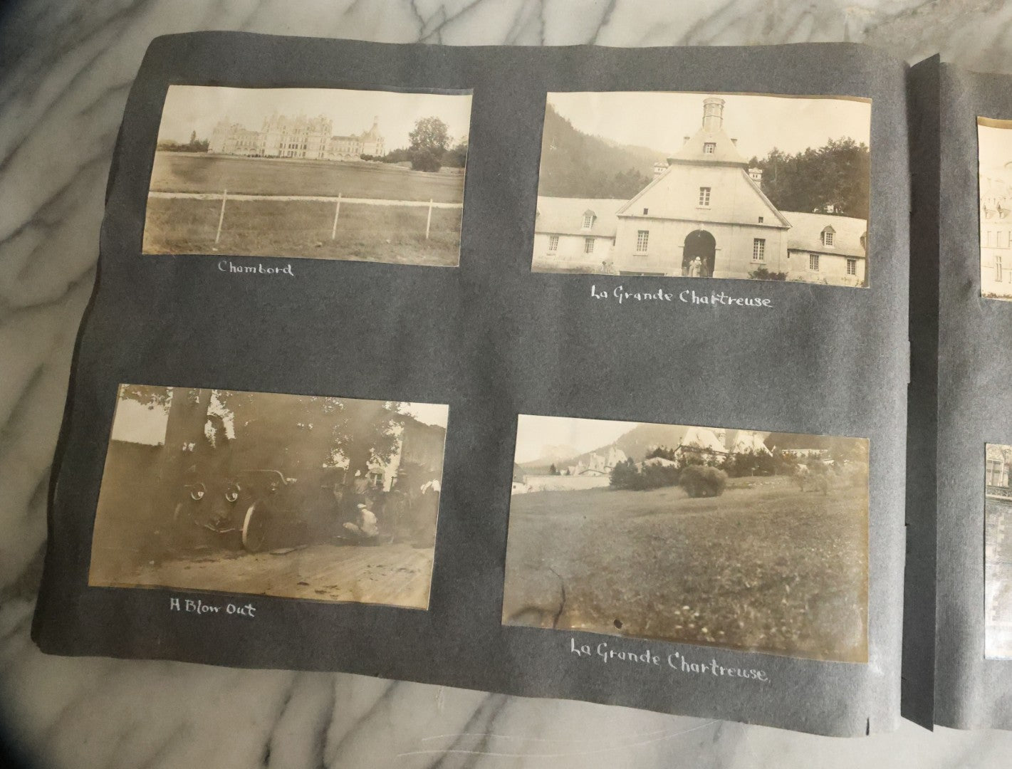 Lot 055 - Antique Snapshot Photo Album, Titled "Seeing Europe By Automobile, 1912" Well-Documented Album Containing 175+ Photographs Including Transatlantic Ocean Trip And Tour Of Europe With Dozens Of Handwritten Captions, Note Cover Detached