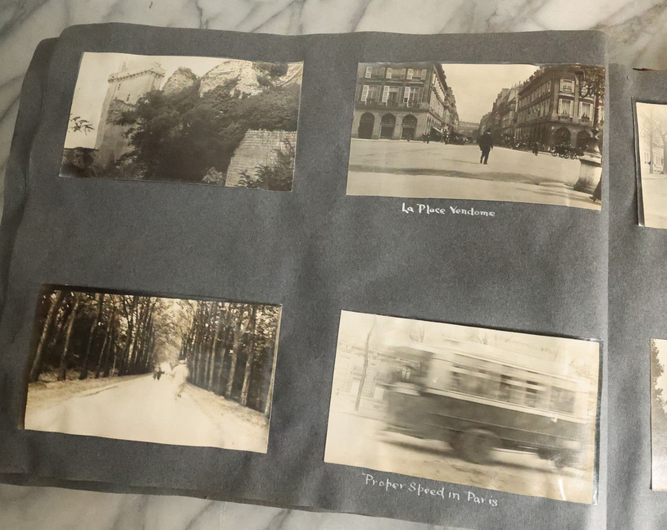 Lot 055 - Antique Snapshot Photo Album, Titled "Seeing Europe By Automobile, 1912" Well-Documented Album Containing 175+ Photographs Including Transatlantic Ocean Trip And Tour Of Europe With Dozens Of Handwritten Captions, Note Cover Detached