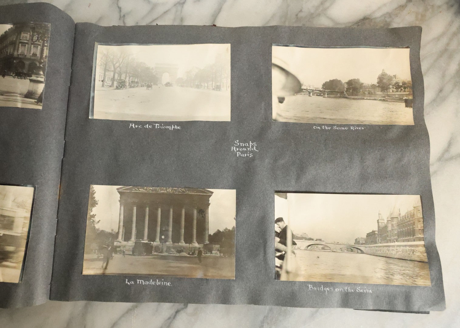 Lot 055 - Antique Snapshot Photo Album, Titled "Seeing Europe By Automobile, 1912" Well-Documented Album Containing 175+ Photographs Including Transatlantic Ocean Trip And Tour Of Europe With Dozens Of Handwritten Captions, Note Cover Detached