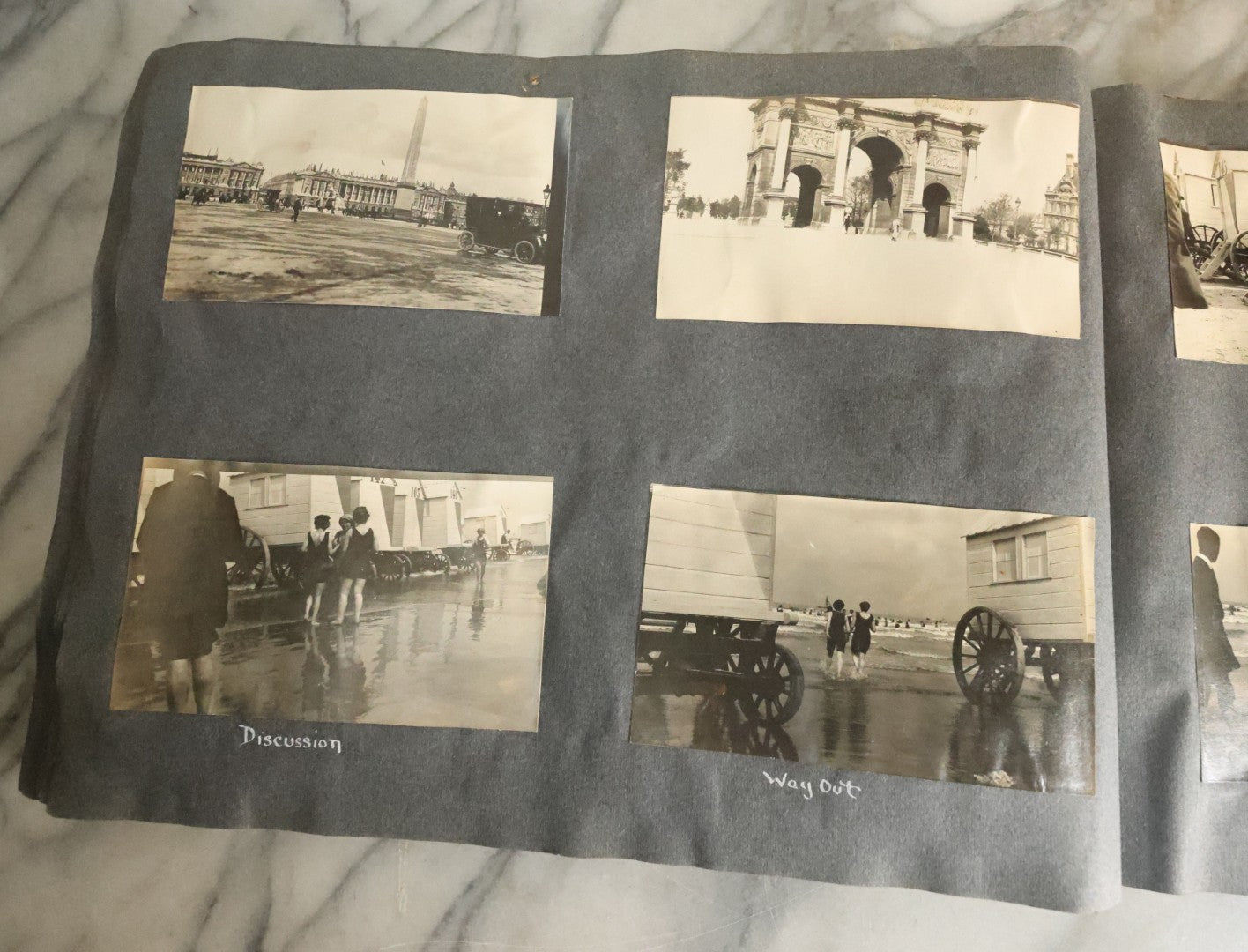 Lot 055 - Antique Snapshot Photo Album, Titled "Seeing Europe By Automobile, 1912" Well-Documented Album Containing 175+ Photographs Including Transatlantic Ocean Trip And Tour Of Europe With Dozens Of Handwritten Captions, Note Cover Detached