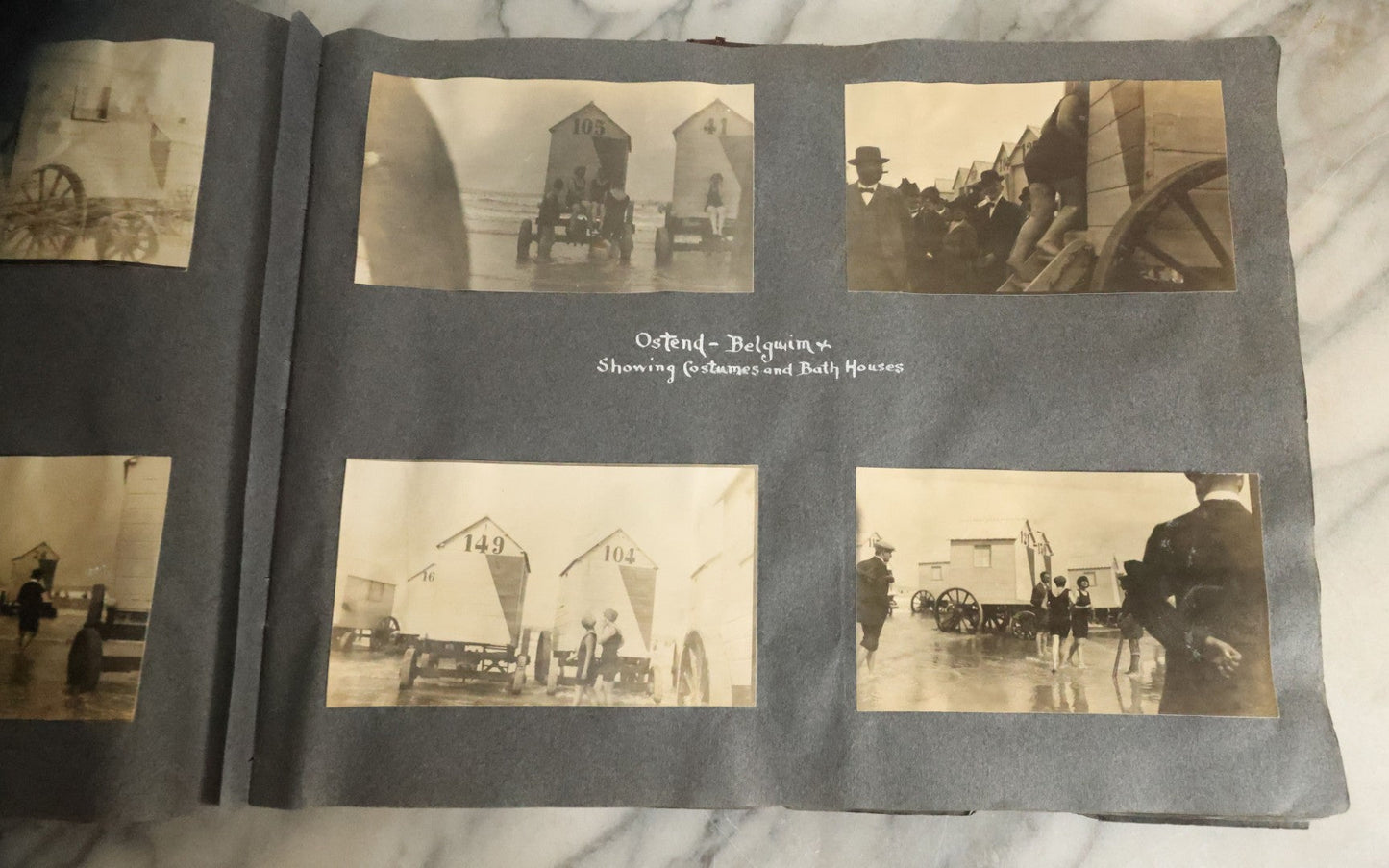 Lot 055 - Antique Snapshot Photo Album, Titled "Seeing Europe By Automobile, 1912" Well-Documented Album Containing 175+ Photographs Including Transatlantic Ocean Trip And Tour Of Europe With Dozens Of Handwritten Captions, Note Cover Detached