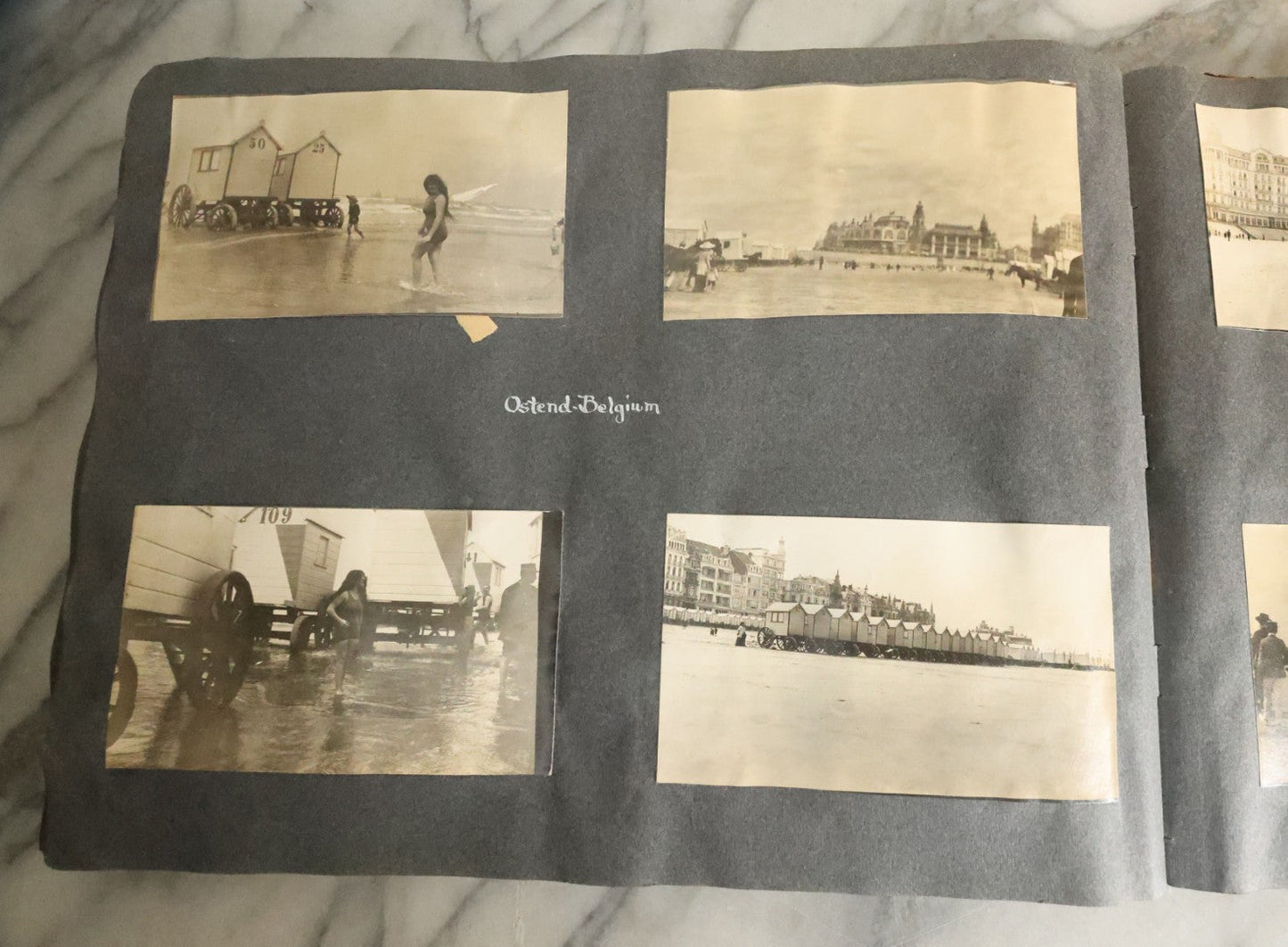 Lot 055 - Antique Snapshot Photo Album, Titled "Seeing Europe By Automobile, 1912" Well-Documented Album Containing 175+ Photographs Including Transatlantic Ocean Trip And Tour Of Europe With Dozens Of Handwritten Captions, Note Cover Detached