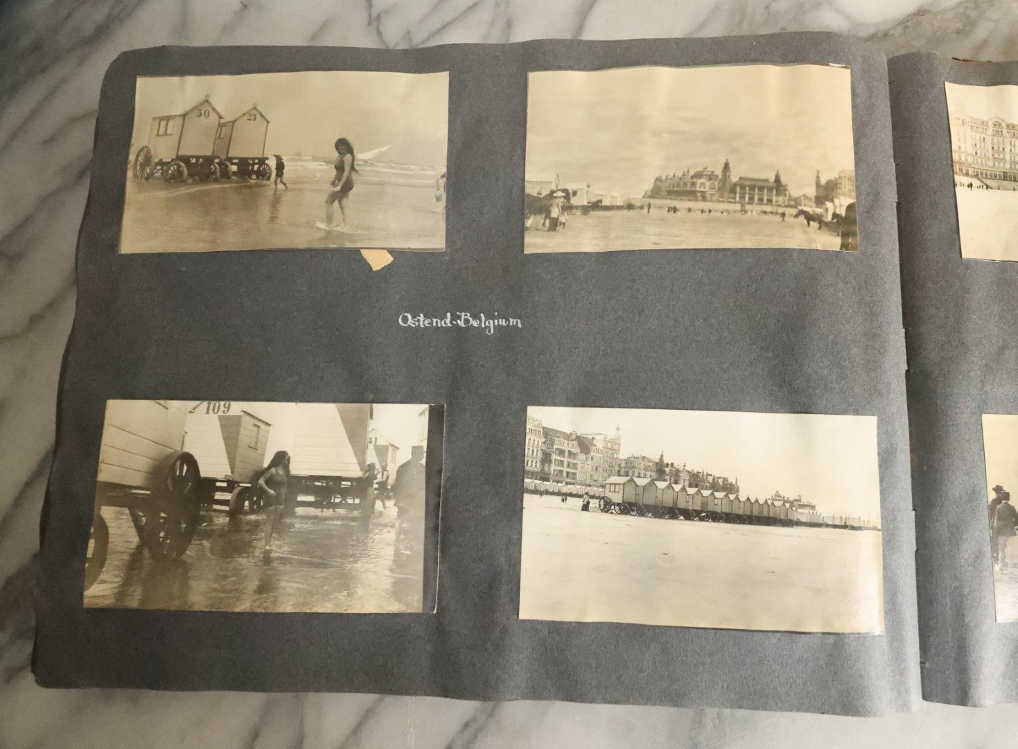 Lot 055 - Antique Snapshot Photo Album, Titled "Seeing Europe By Automobile, 1912" Well-Documented Album Containing 175+ Photographs Including Transatlantic Ocean Trip And Tour Of Europe With Dozens Of Handwritten Captions, Note Cover Detached