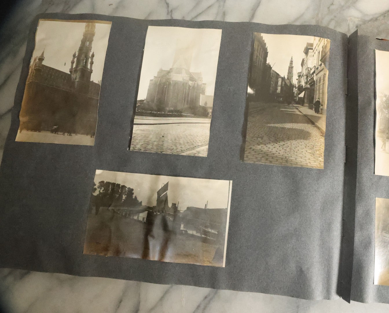 Lot 055 - Antique Snapshot Photo Album, Titled "Seeing Europe By Automobile, 1912" Well-Documented Album Containing 175+ Photographs Including Transatlantic Ocean Trip And Tour Of Europe With Dozens Of Handwritten Captions, Note Cover Detached