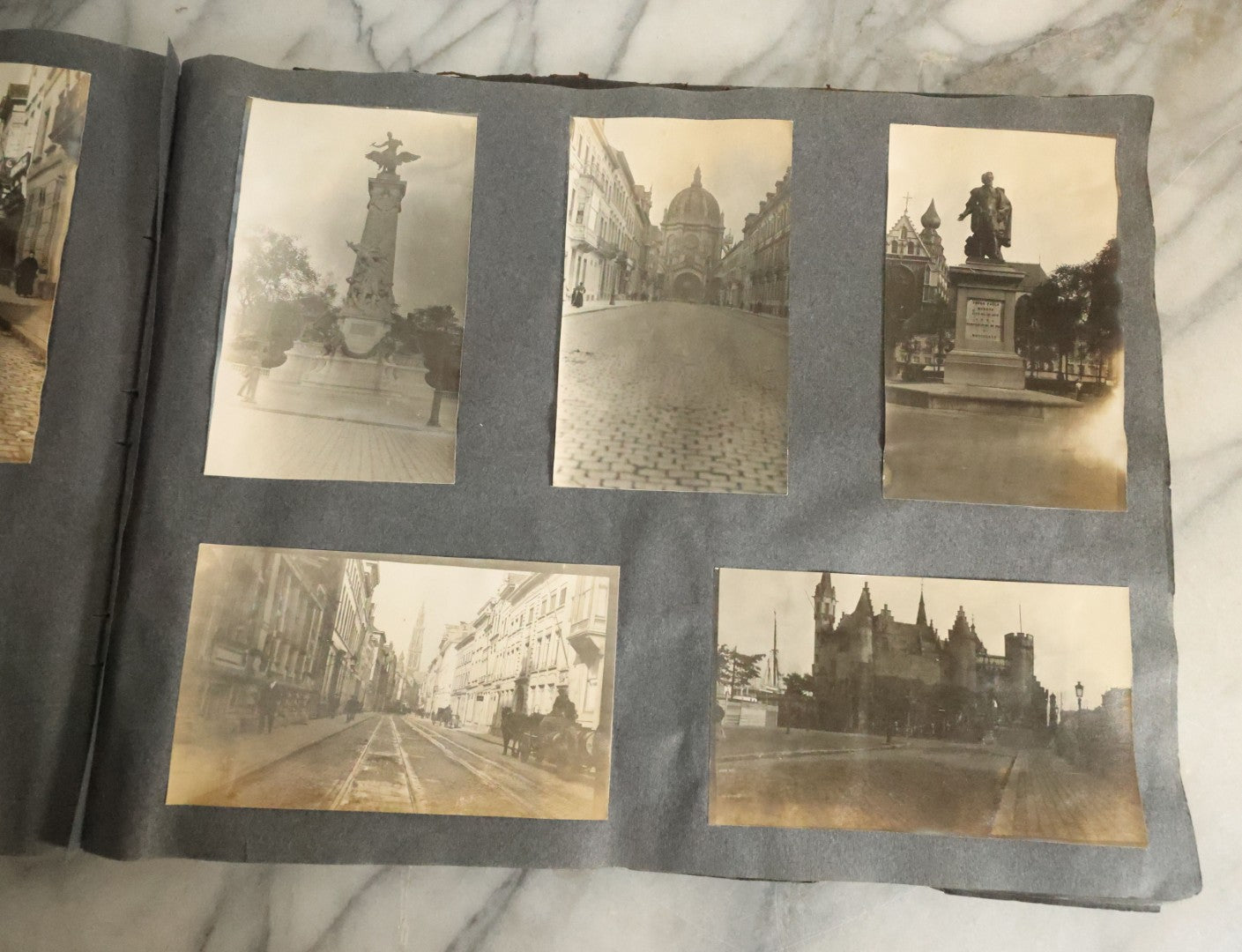 Lot 055 - Antique Snapshot Photo Album, Titled "Seeing Europe By Automobile, 1912" Well-Documented Album Containing 175+ Photographs Including Transatlantic Ocean Trip And Tour Of Europe With Dozens Of Handwritten Captions, Note Cover Detached