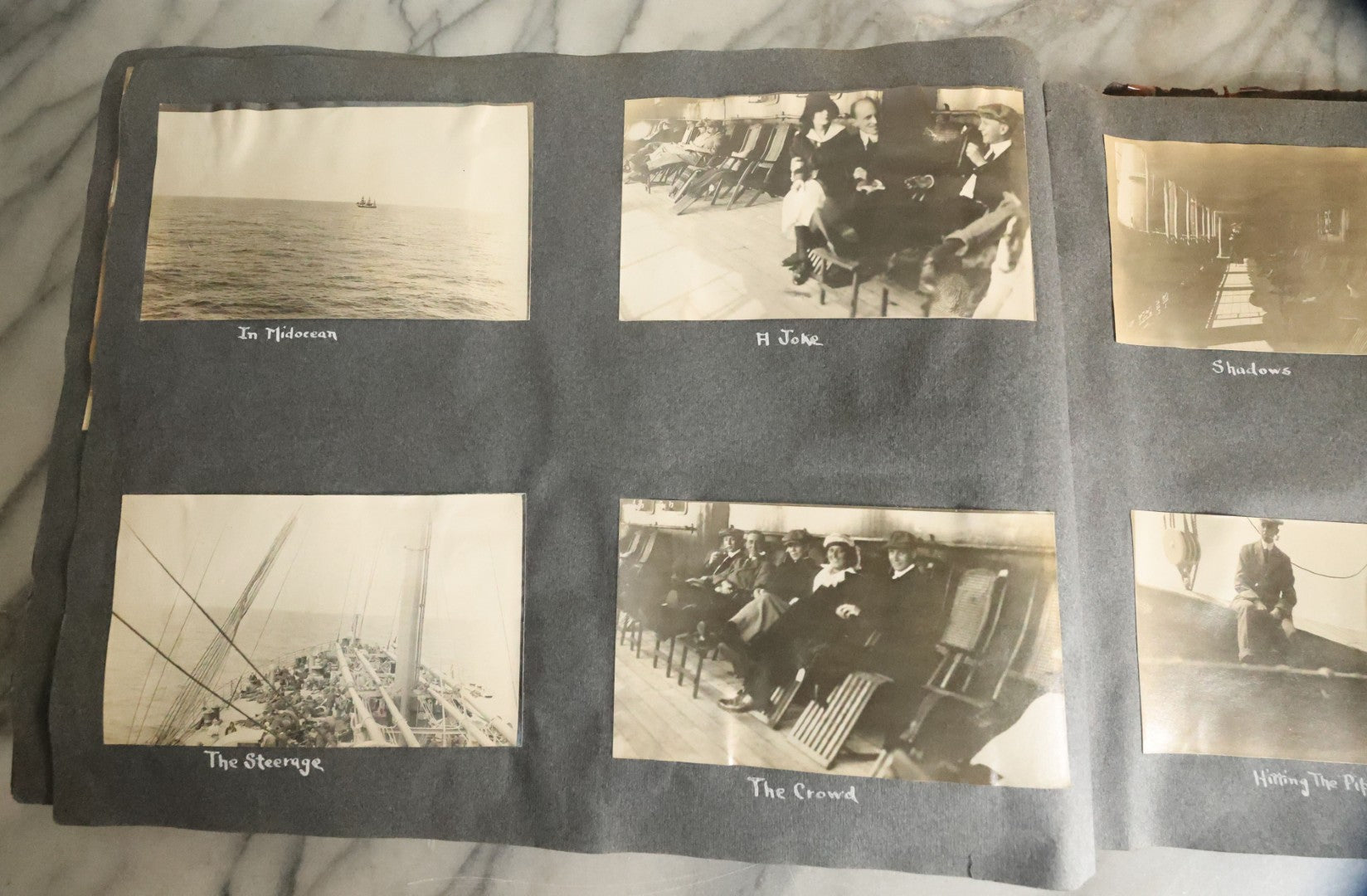 Lot 055 - Antique Snapshot Photo Album, Titled "Seeing Europe By Automobile, 1912" Well-Documented Album Containing 175+ Photographs Including Transatlantic Ocean Trip And Tour Of Europe With Dozens Of Handwritten Captions, Note Cover Detached