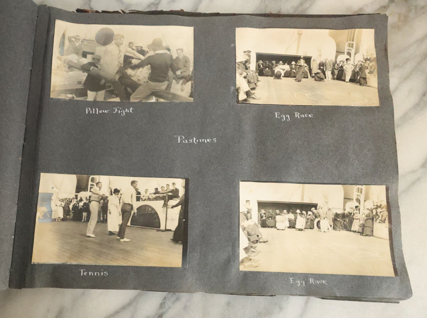 Lot 055 - Antique Snapshot Photo Album, Titled "Seeing Europe By Automobile, 1912" Well-Documented Album Containing 175+ Photographs Including Transatlantic Ocean Trip And Tour Of Europe With Dozens Of Handwritten Captions, Note Cover Detached