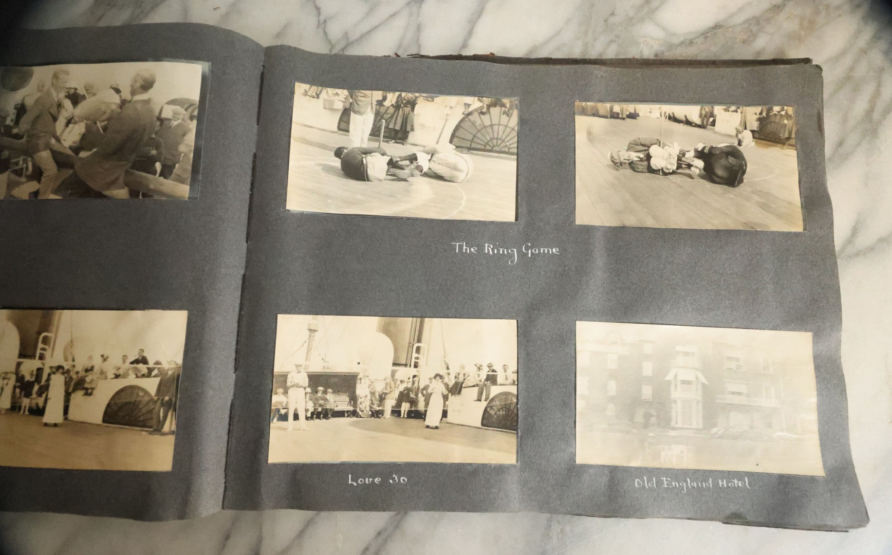 Lot 055 - Antique Snapshot Photo Album, Titled "Seeing Europe By Automobile, 1912" Well-Documented Album Containing 175+ Photographs Including Transatlantic Ocean Trip And Tour Of Europe With Dozens Of Handwritten Captions, Note Cover Detached