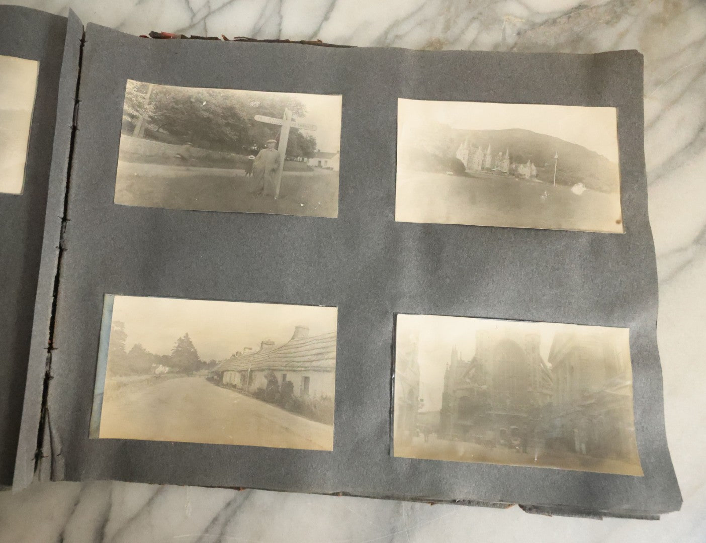 Lot 055 - Antique Snapshot Photo Album, Titled "Seeing Europe By Automobile, 1912" Well-Documented Album Containing 175+ Photographs Including Transatlantic Ocean Trip And Tour Of Europe With Dozens Of Handwritten Captions, Note Cover Detached