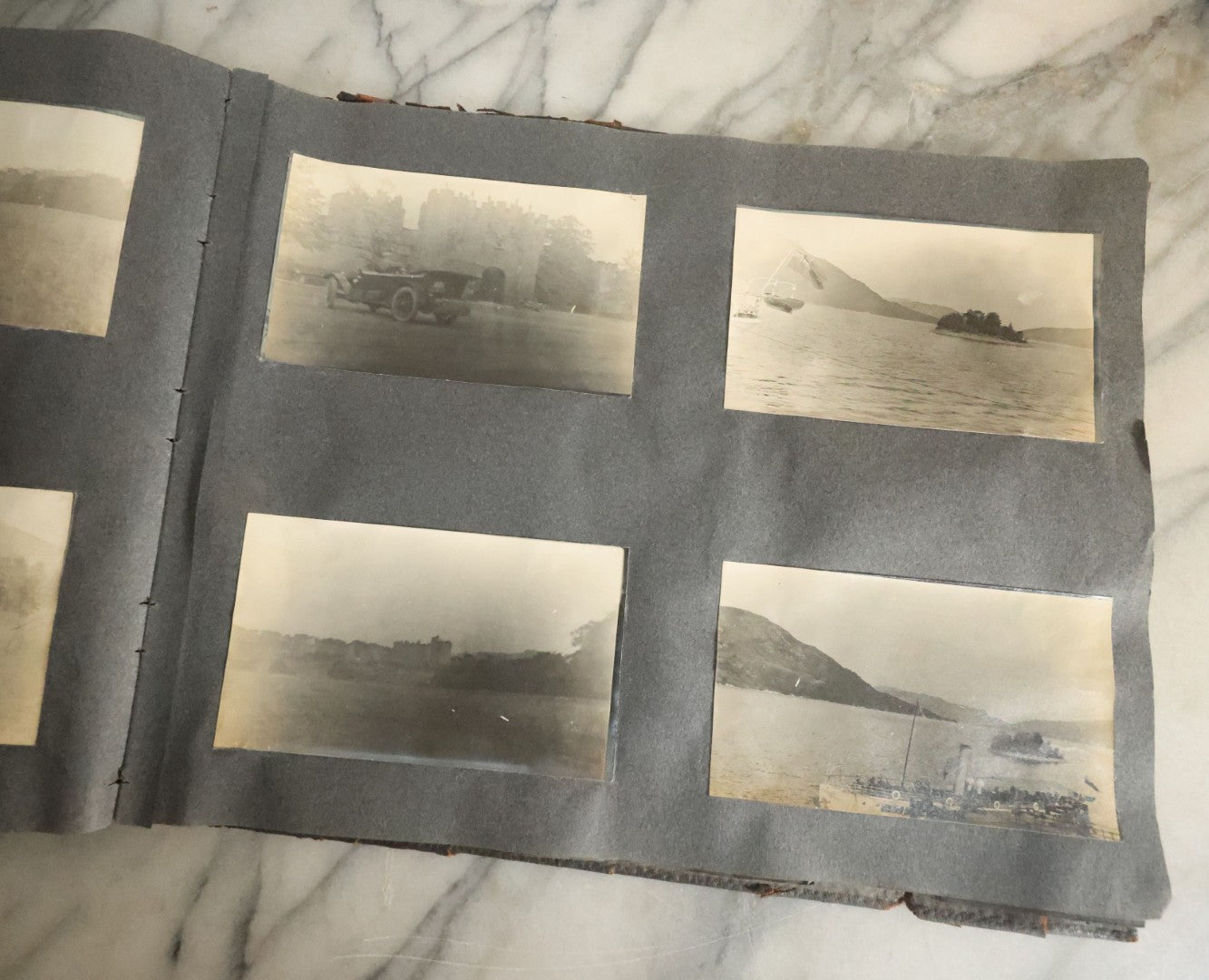 Lot 055 - Antique Snapshot Photo Album, Titled "Seeing Europe By Automobile, 1912" Well-Documented Album Containing 175+ Photographs Including Transatlantic Ocean Trip And Tour Of Europe With Dozens Of Handwritten Captions, Note Cover Detached