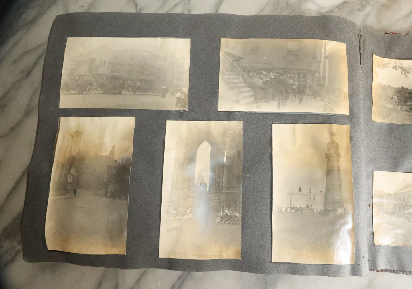 Lot 055 - Antique Snapshot Photo Album, Titled "Seeing Europe By Automobile, 1912" Well-Documented Album Containing 175+ Photographs Including Transatlantic Ocean Trip And Tour Of Europe With Dozens Of Handwritten Captions, Note Cover Detached