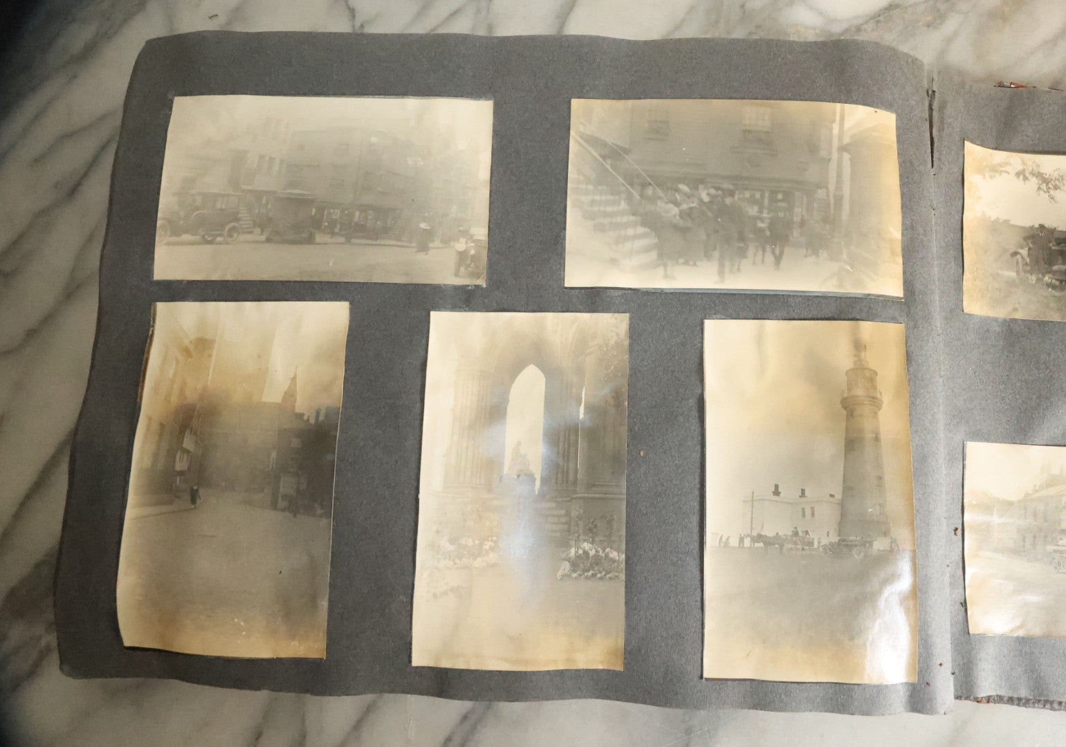 Lot 055 - Antique Snapshot Photo Album, Titled "Seeing Europe By Automobile, 1912" Well-Documented Album Containing 175+ Photographs Including Transatlantic Ocean Trip And Tour Of Europe With Dozens Of Handwritten Captions, Note Cover Detached