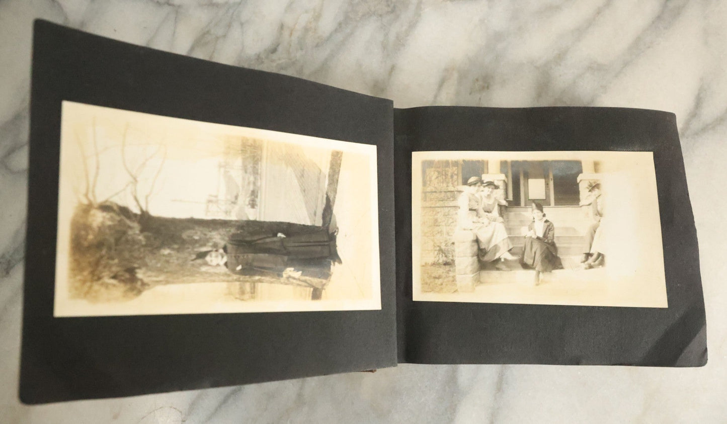 Lot 056 - Antique Snapshot Photo Album Featuring Many Photos Of Young Adults And Children Including Photos Of A Handsome Bulldog, A Trip Aboard A Steamship, And People Posing Outdoors, Circa 1920s