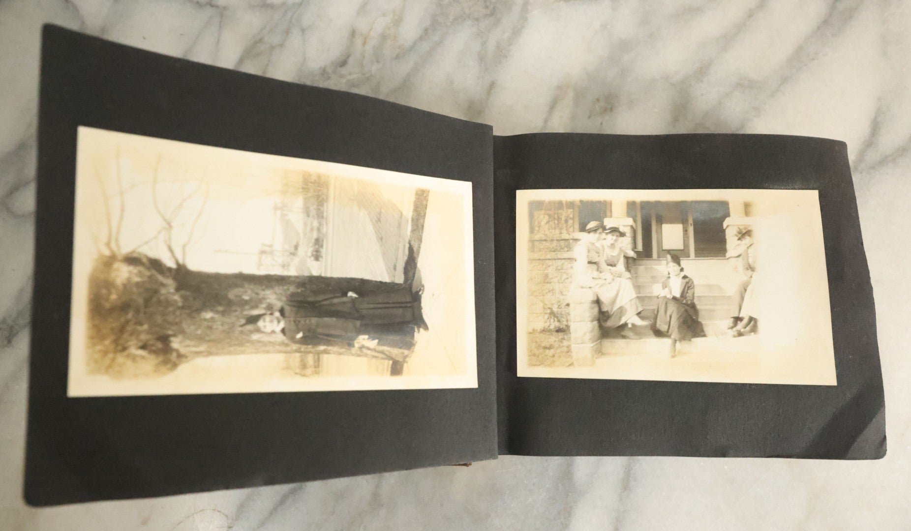 Lot 056 - Antique Snapshot Photo Album Featuring Many Photos Of Young Adults And Children Including Photos Of A Handsome Bulldog, A Trip Aboard A Steamship, And People Posing Outdoors, Circa 1920s