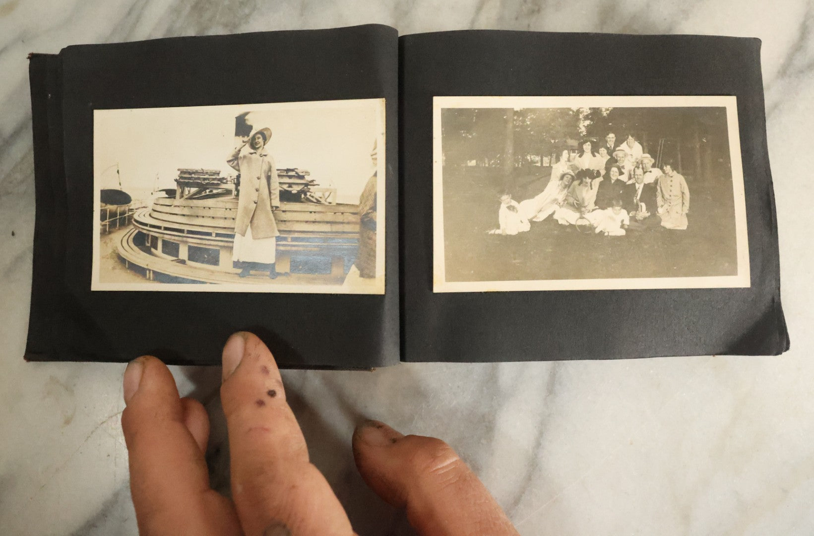 Lot 056 - Antique Snapshot Photo Album Featuring Many Photos Of Young Adults And Children Including Photos Of A Handsome Bulldog, A Trip Aboard A Steamship, And People Posing Outdoors, Circa 1920s