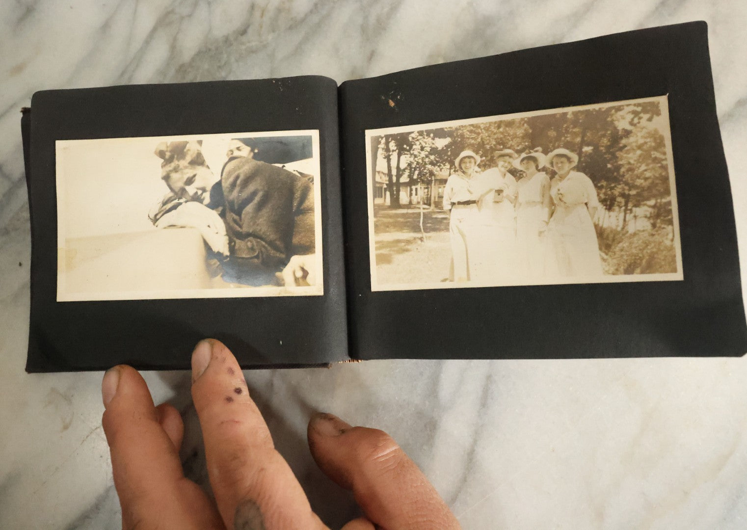 Lot 056 - Antique Snapshot Photo Album Featuring Many Photos Of Young Adults And Children Including Photos Of A Handsome Bulldog, A Trip Aboard A Steamship, And People Posing Outdoors, Circa 1920s