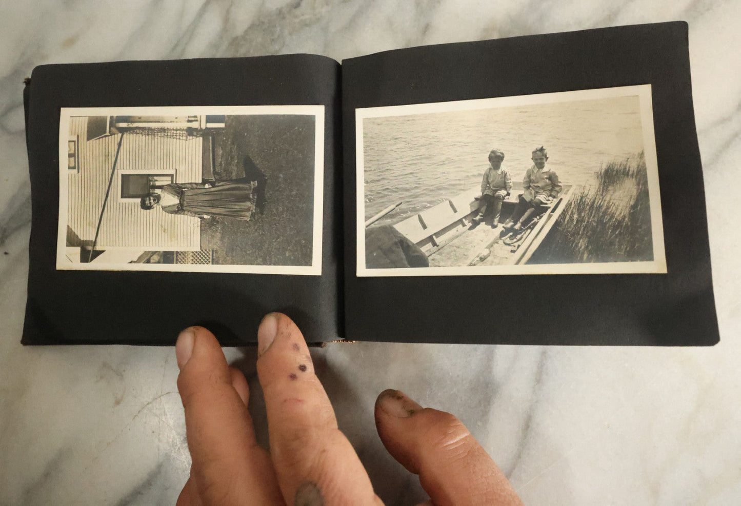 Lot 056 - Antique Snapshot Photo Album Featuring Many Photos Of Young Adults And Children Including Photos Of A Handsome Bulldog, A Trip Aboard A Steamship, And People Posing Outdoors, Circa 1920s