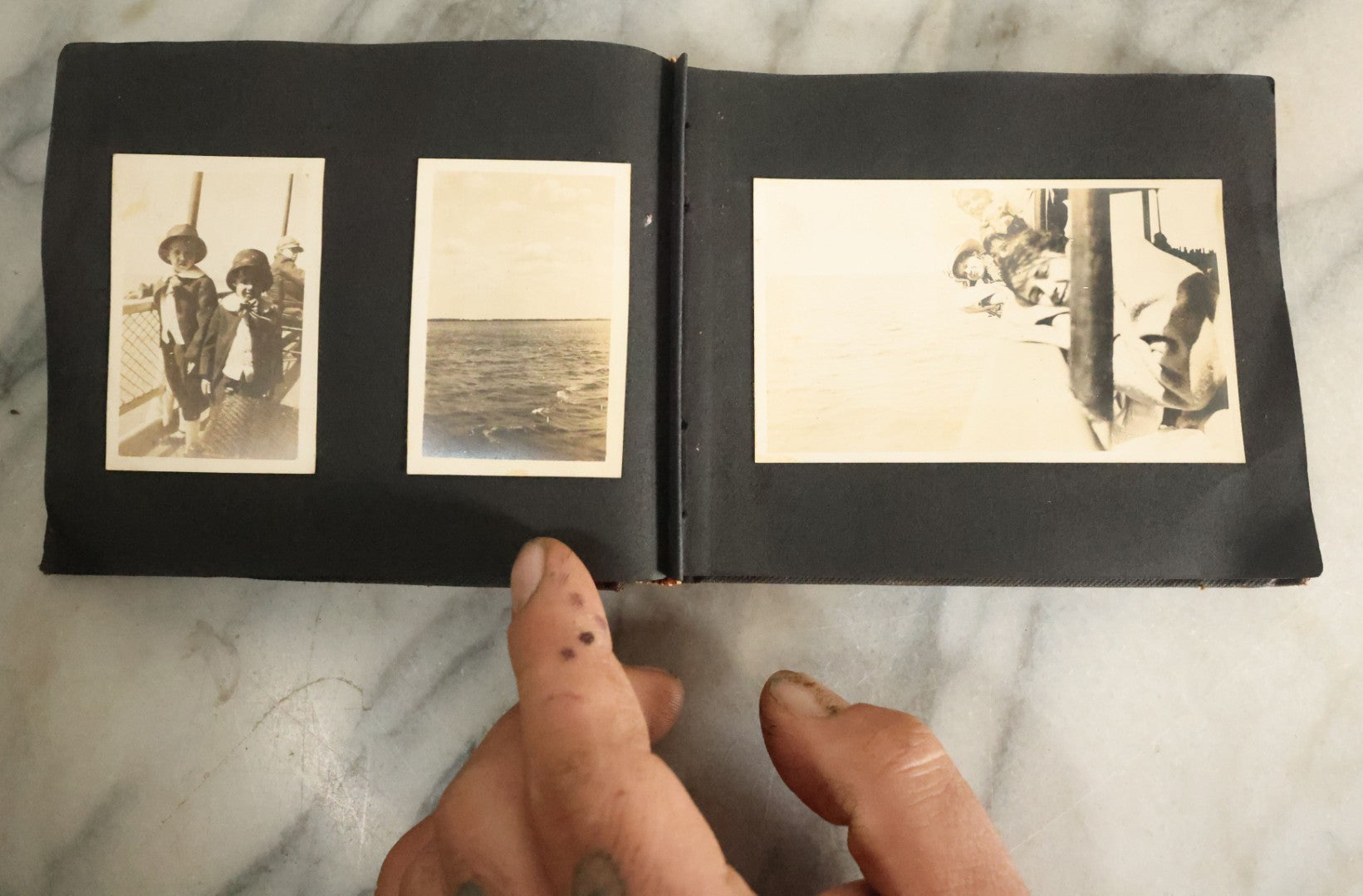 Lot 056 - Antique Snapshot Photo Album Featuring Many Photos Of Young Adults And Children Including Photos Of A Handsome Bulldog, A Trip Aboard A Steamship, And People Posing Outdoors, Circa 1920s