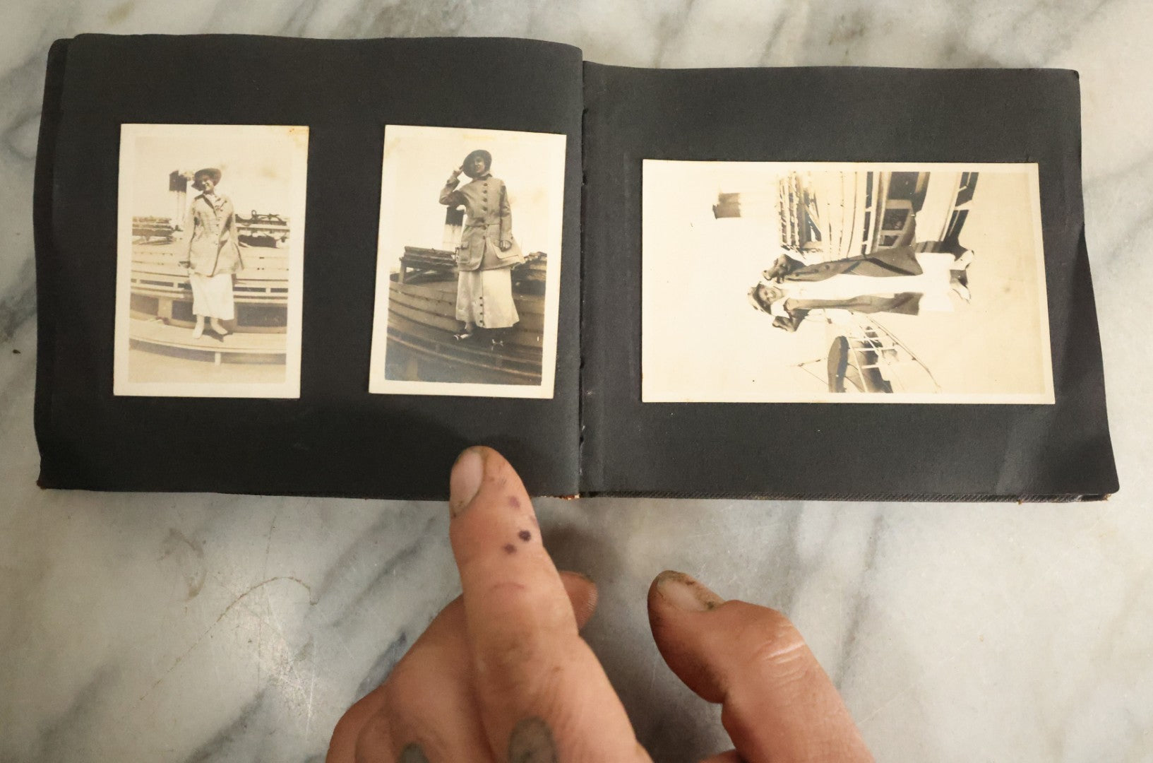 Lot 056 - Antique Snapshot Photo Album Featuring Many Photos Of Young Adults And Children Including Photos Of A Handsome Bulldog, A Trip Aboard A Steamship, And People Posing Outdoors, Circa 1920s