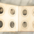 Lot 057 - Antique Gem Tintype Photo Album With 91 Tintype Photographs Of Men, Women And Children, Handwritten Note States "From The Colby Home On Colby Road"