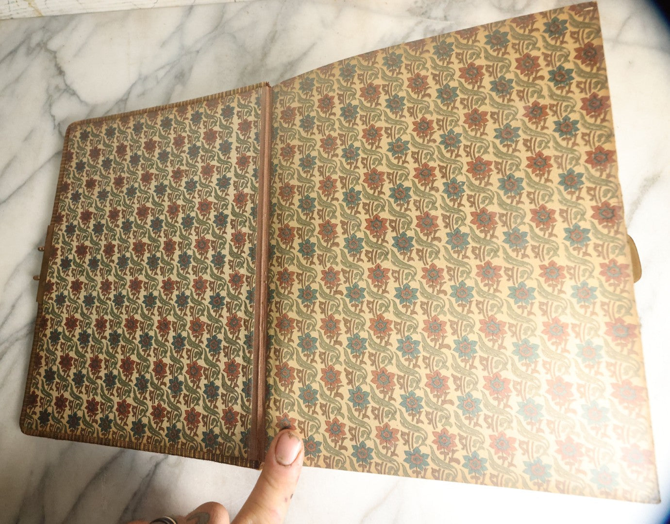 Lot 059 - Antique Photo And Keepsake Album With Cabinet Card, Tintype, And C.D.V. Photos, Remembrance Card & Hair From Mrs. Laura E. Little, Hidden Mother Tintype With Scratched Out Face, Photo Of Back Of Woman's Hair, Textile Keepsakes, Pressed Foliage