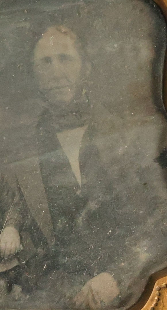 Lot 067 - Antique 1/6th Plate Daguerreotype Photograph Of Mother, Father, And Their Little Boy, Note Cleaning Marks On Photo. No Case.