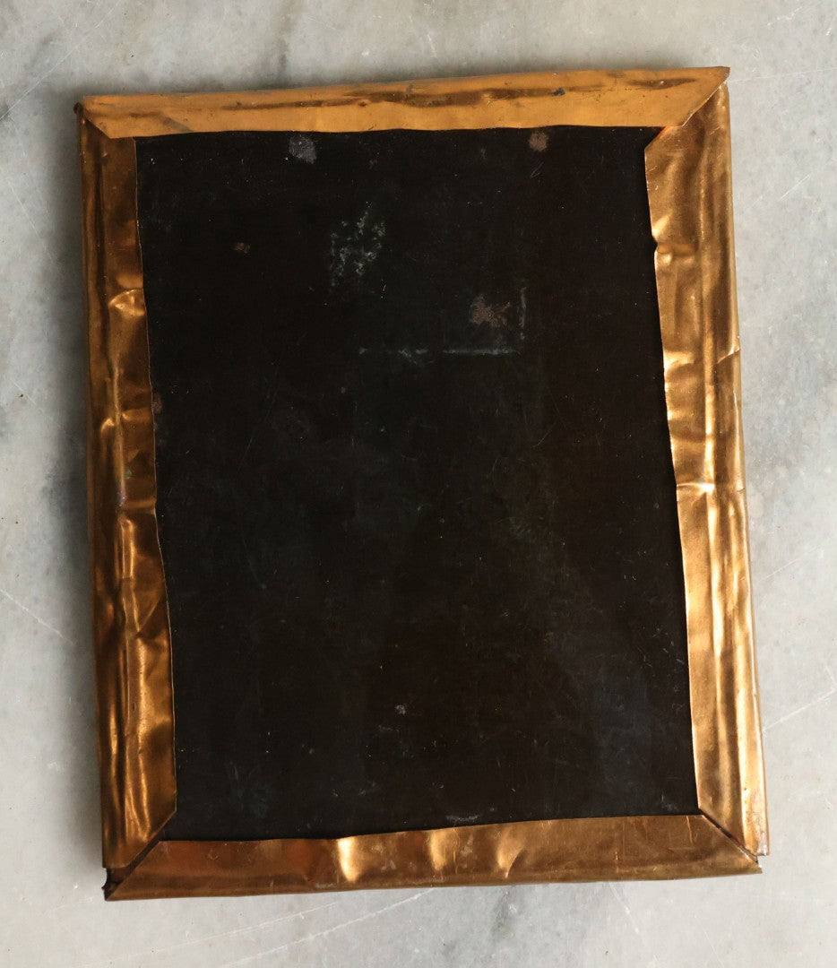 Lot 070 - Antique 1/6th Plate Tintype Photograph With Brass Mat And Preserver Of Four Well Dressed Fraternal Men Wearing Hats And Badges