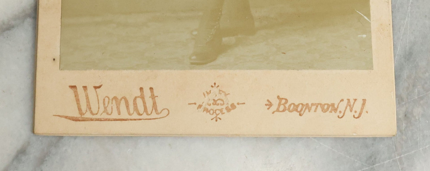 Lot 079 - Antique Cabinet Card Photograph Of Flirtatious Young Woman Lifting Up Her Dress, Likely An Actress Or Performer, Wendt, Photographer, Boonton, New Jersey