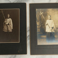 Lot 080 - Pair Of Antique Boarded Photographs Of Young Altar Boys In Their Vestments Holding The Cross On A Staff