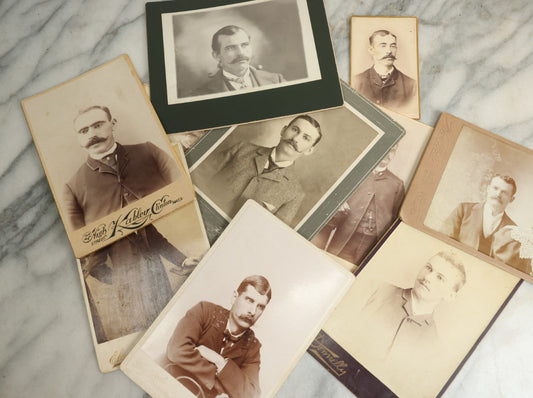 Lot 085 - Grouping Of Ten Antique Boarded Cabinet Card And C.D.V. Photographs Of Men With A Diverse Array Of Mustaches