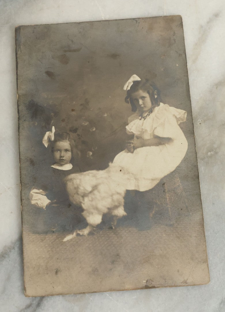 Lot 096 - Grouping Of 24 Antique Real Photo Postcards R.P.P.C. Including Little Girl Dressed As Bo Peep, Little Girls Posing With Chicken, Church Interiors, And Many Exterior Photographs