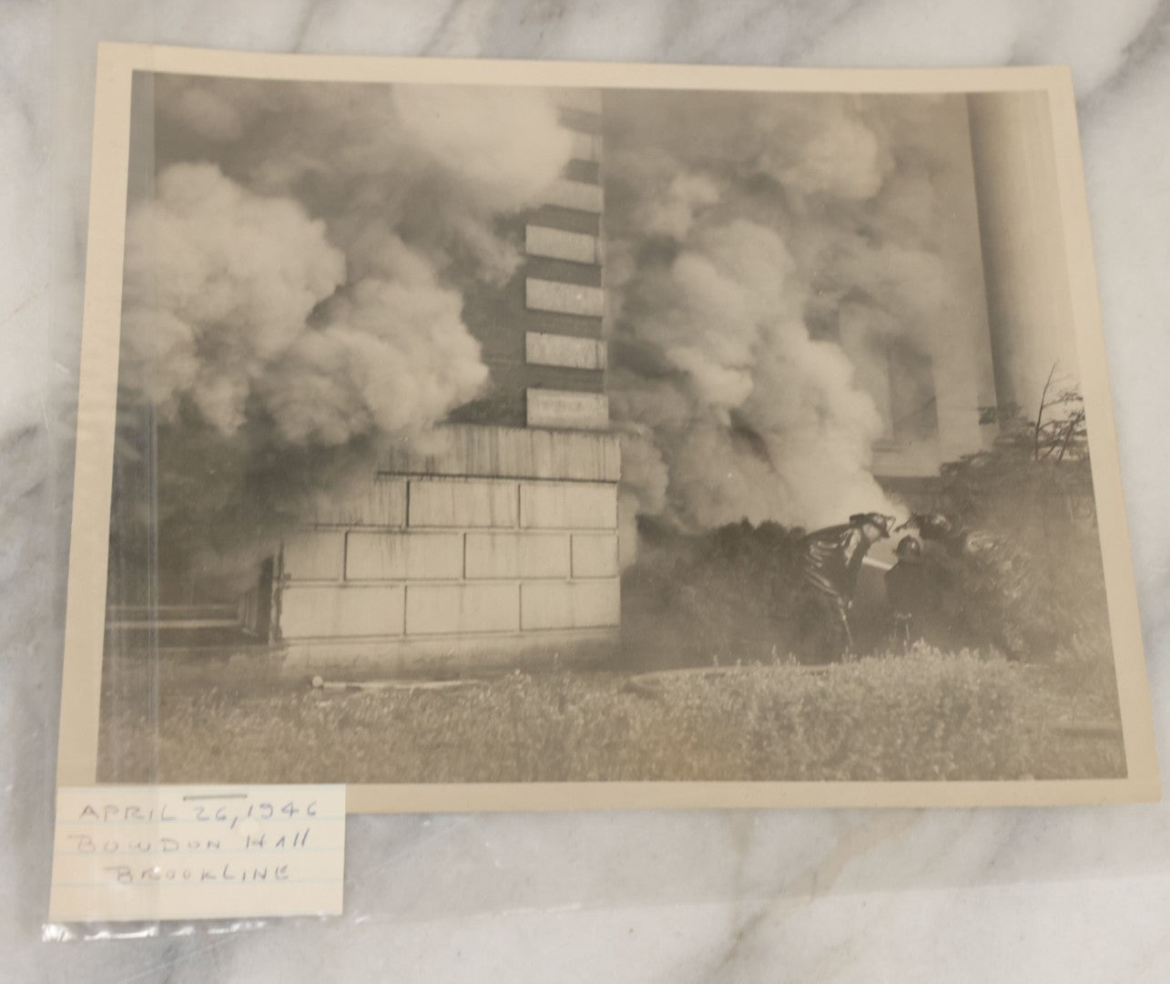 Lot 001 - Extensive Grouping Of 100+ Documentary Press Photos Of Firefighters Battling Fires, Aftermath And Destruction, And Firefighting Apperatus, In And Around The City Of Boston, Late 1930s To 1950s, With Notes Regarding Date And Location, 9" x 7"