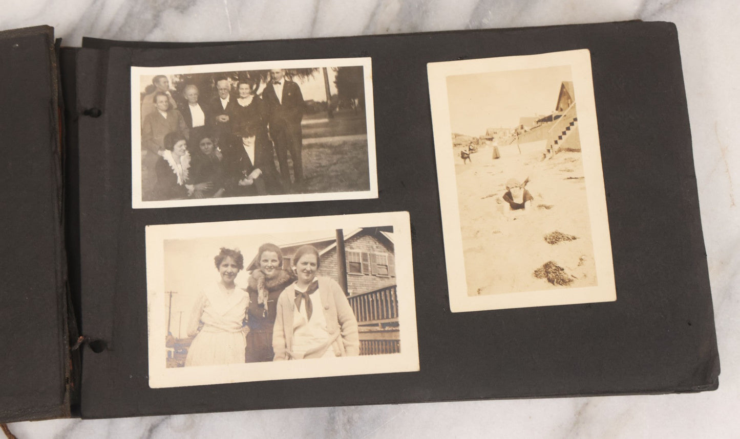 Lot 065 - Vintage Snapshot Photo Album With 95+ Photographs Of The Men And Women Of The 1920s Including Many Photos Of Lakeside Gatherings, Flappers, Swimsuits, And WWI Era Soldiers