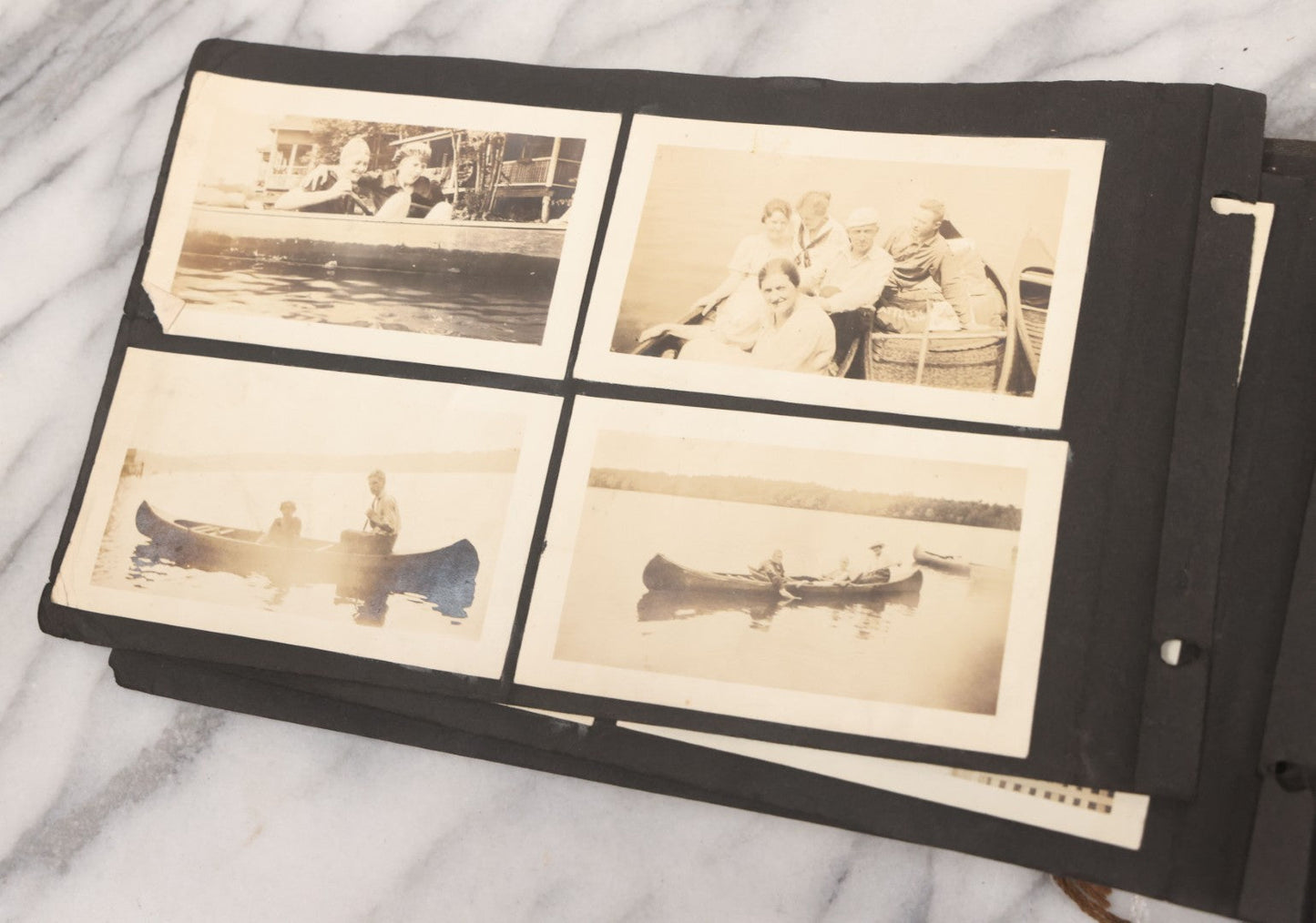 Lot 065 - Vintage Snapshot Photo Album With 95+ Photographs Of The Men And Women Of The 1920s Including Many Photos Of Lakeside Gatherings, Flappers, Swimsuits, And WWI Era Soldiers