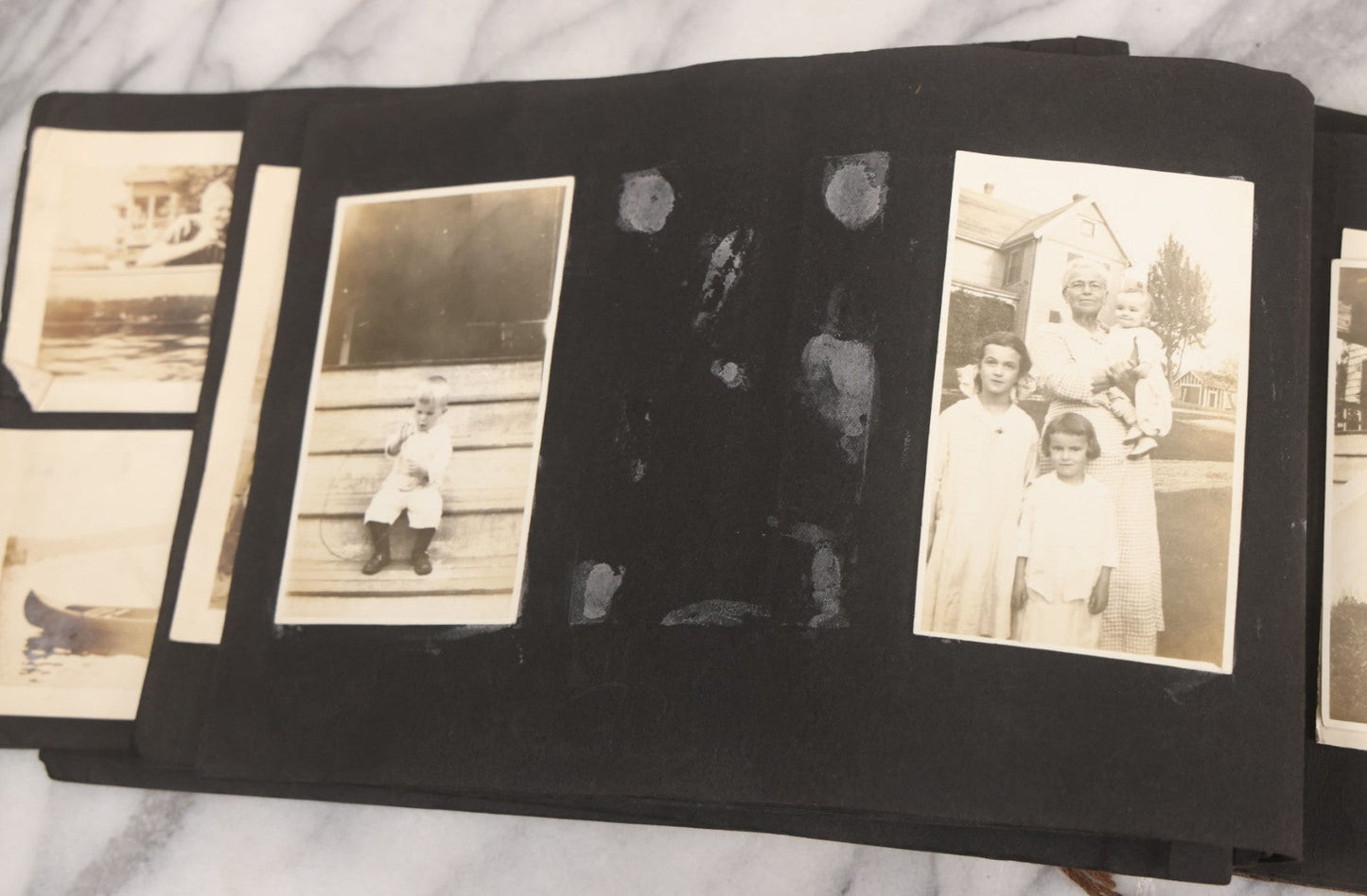 Lot 065 - Vintage Snapshot Photo Album With 95+ Photographs Of The Men And Women Of The 1920s Including Many Photos Of Lakeside Gatherings, Flappers, Swimsuits, And WWI Era Soldiers