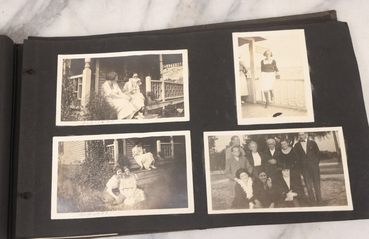 Lot 065 - Vintage Snapshot Photo Album With 95+ Photographs Of The Men And Women Of The 1920s Including Many Photos Of Lakeside Gatherings, Flappers, Swimsuits, And WWI Era Soldiers