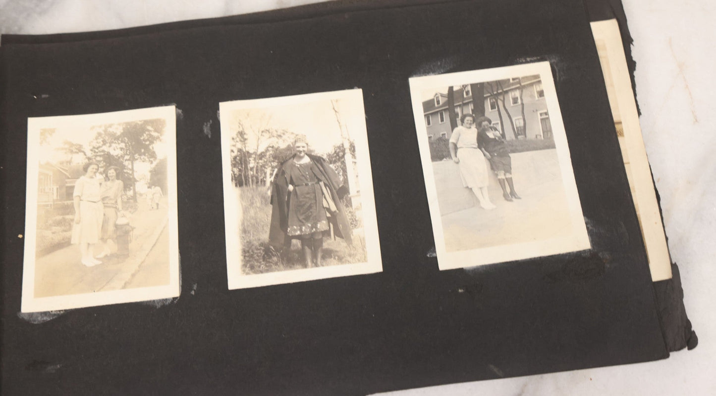 Lot 065 - Vintage Snapshot Photo Album With 95+ Photographs Of The Men And Women Of The 1920s Including Many Photos Of Lakeside Gatherings, Flappers, Swimsuits, And WWI Era Soldiers
