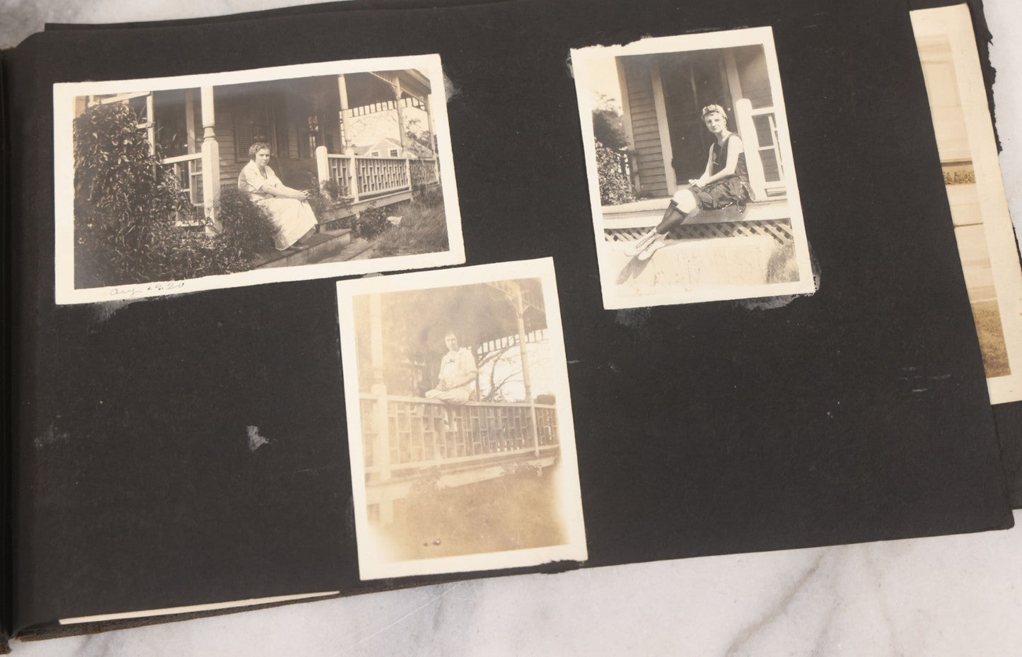 Lot 065 - Vintage Snapshot Photo Album With 95+ Photographs Of The Men And Women Of The 1920s Including Many Photos Of Lakeside Gatherings, Flappers, Swimsuits, And WWI Era Soldiers