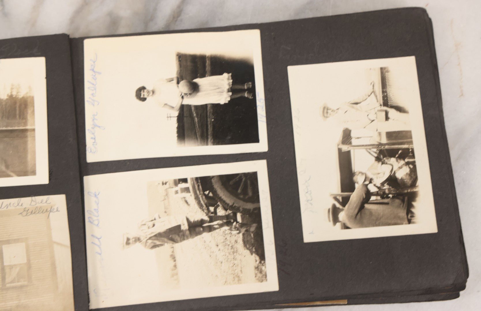 Lot 066 - Antique Snapshot Photo Album With 60+ Photographs, Mostly Of Children, Including Boys Posing On Top Of Eastman Heater Railroad Car, Other Outings From 1925 To 1926, Note No Covers