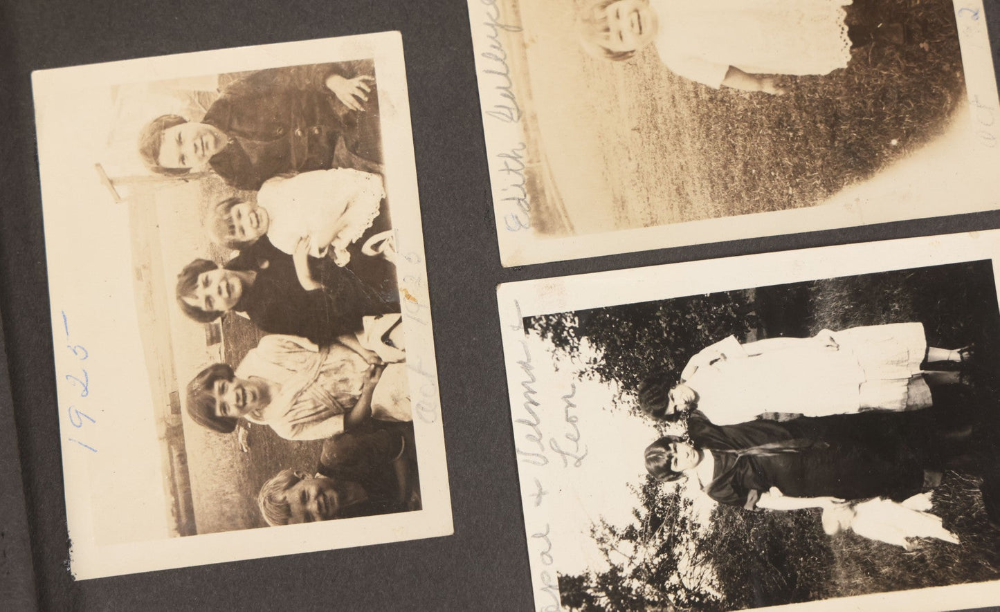 Lot 066 - Antique Snapshot Photo Album With 60+ Photographs, Mostly Of Children, Including Boys Posing On Top Of Eastman Heater Railroad Car, Other Outings From 1925 To 1926, Note No Covers