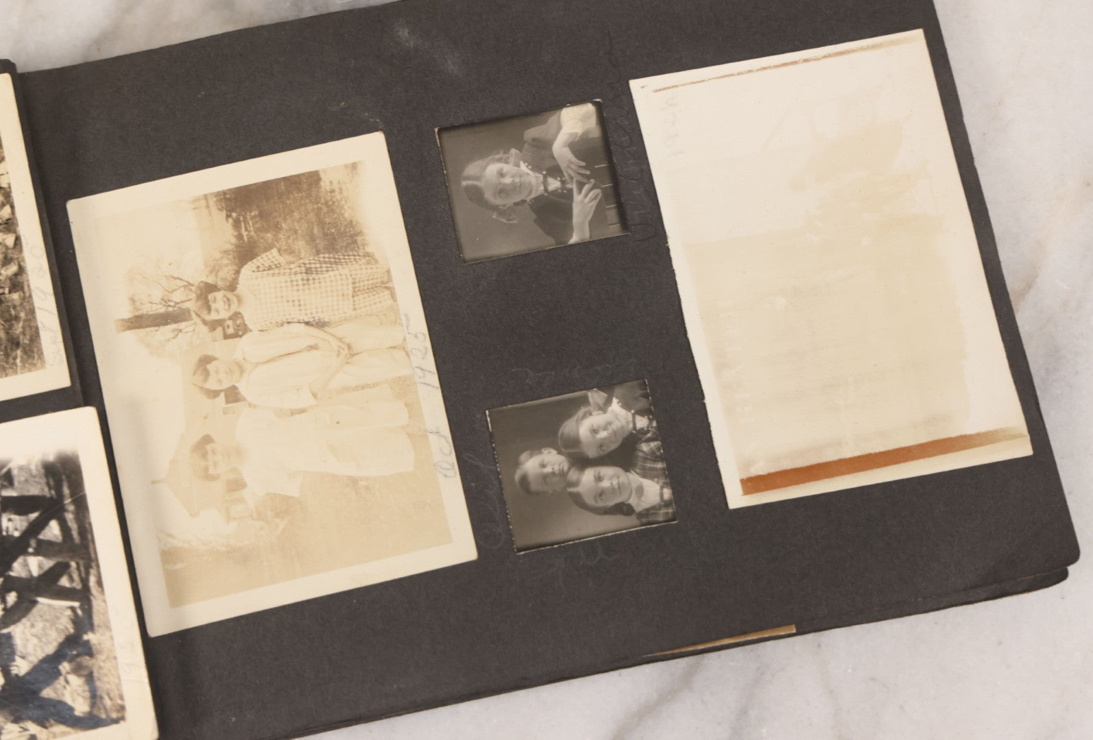 Lot 066 - Antique Snapshot Photo Album With 60+ Photographs, Mostly Of Children, Including Boys Posing On Top Of Eastman Heater Railroad Car, Other Outings From 1925 To 1926, Note No Covers