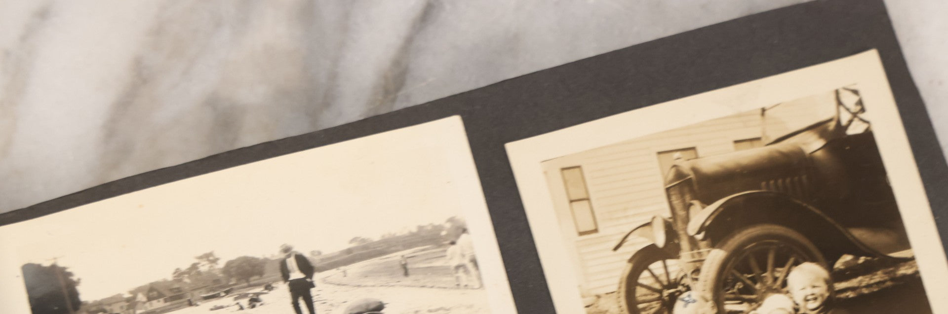 Lot 066 - Antique Snapshot Photo Album With 60+ Photographs, Mostly Of Children, Including Boys Posing On Top Of Eastman Heater Railroad Car, Other Outings From 1925 To 1926, Note No Covers