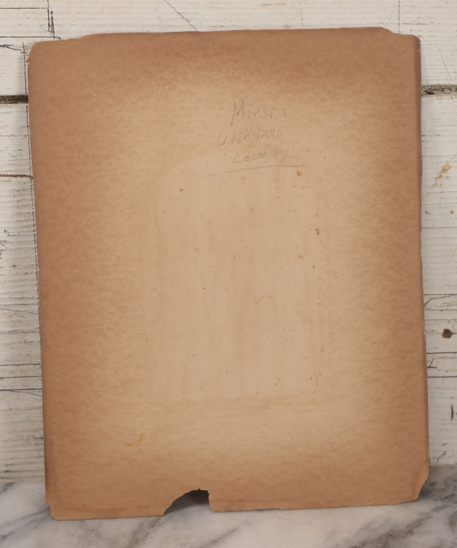 Lot 067 - Antique Boarded Occupational Photograph Of Group Of Seven Miners Posing In Quarry, Holding Sledgehammers And Other Tools