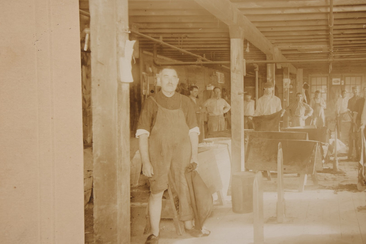 Lot 069 - Antique Boarded Occupational Photograph Of Group Of Workers, Likely In A Tannery