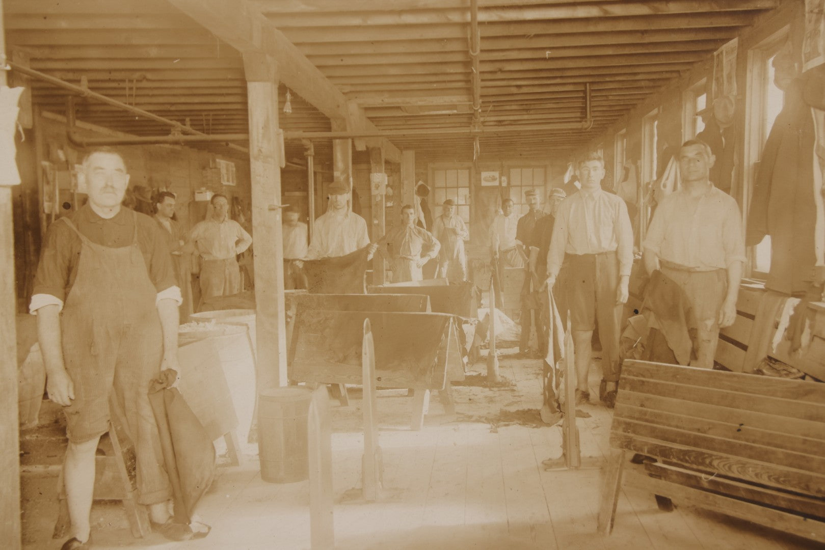Lot 069 - Antique Boarded Occupational Photograph Of Group Of Workers, Likely In A Tannery