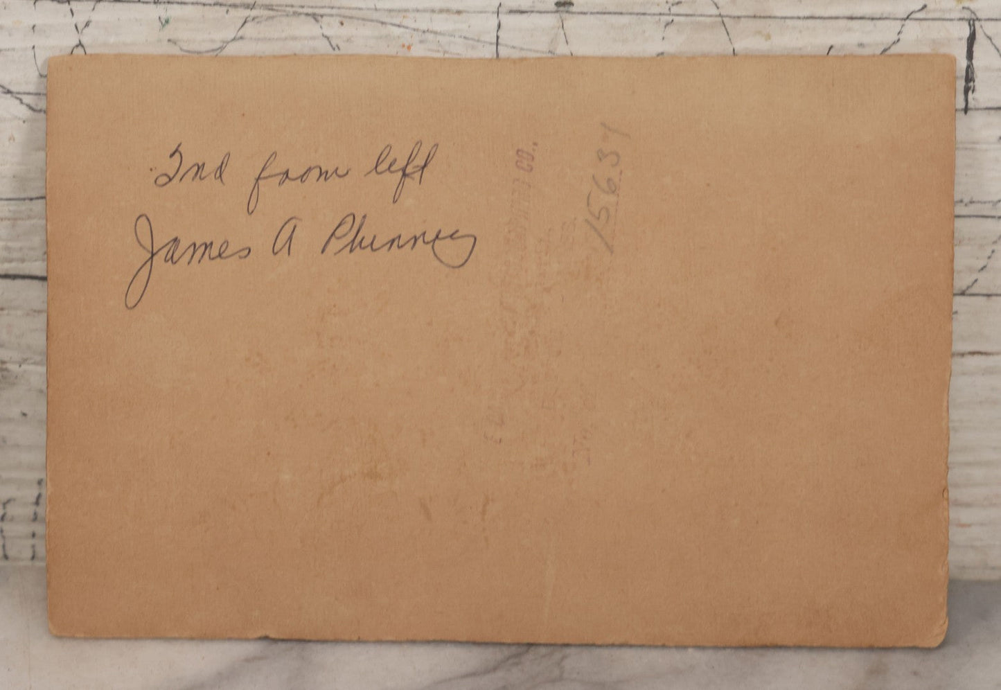 Lot 070 - Antique Flush Mount Boarded Occupational Photograph Of Group Of Five Burly Workers Posing In A Doorway, James A. Phinney Identified, Boston Photographer Mark On Verso