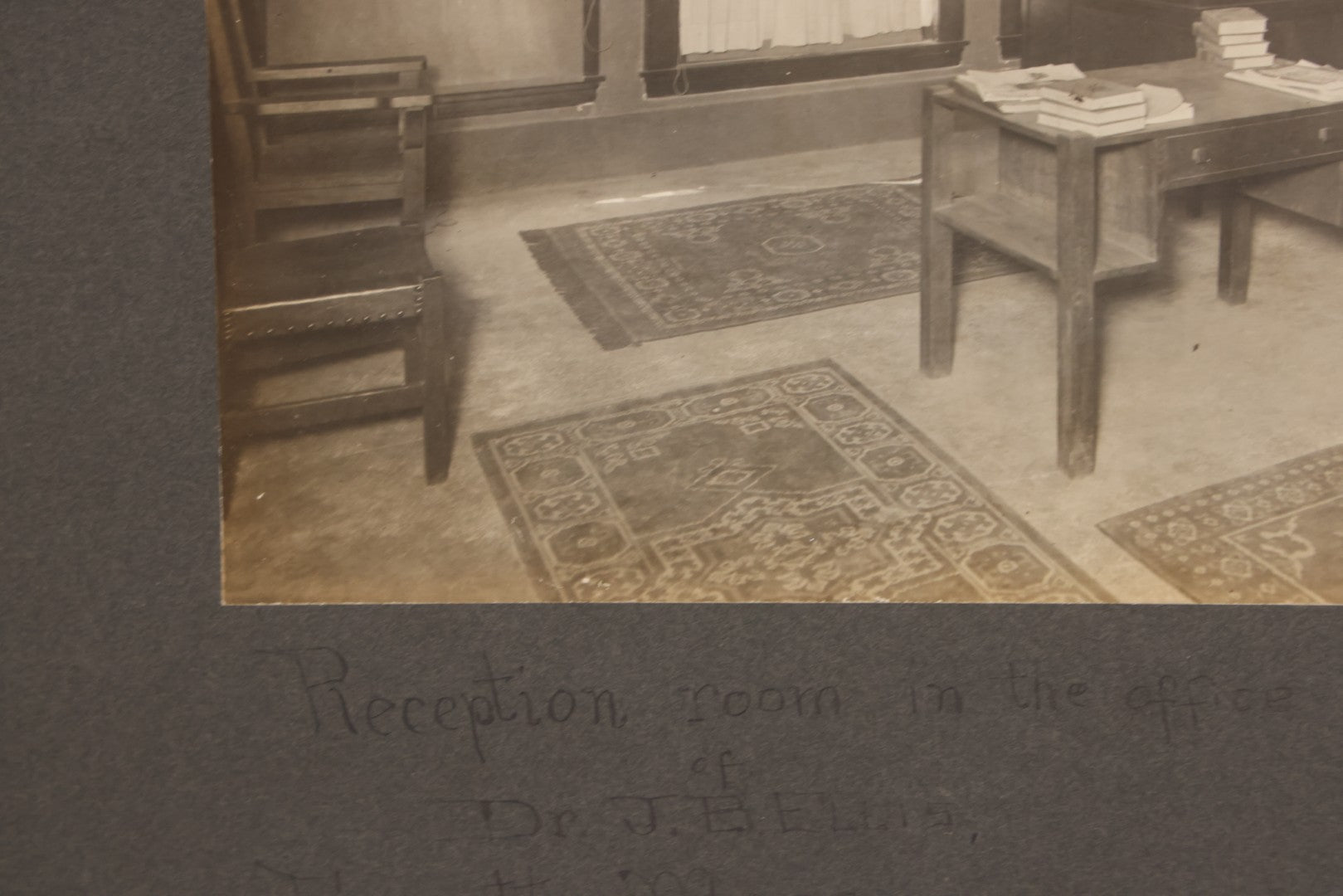 Lot 079 - Antique Boarded Occupational Photograph Of Reception Room Of The Office Of Dr. J.B. Ellis, D.M.D. (Doctor Of Medicine In Dentistry), Everett, Massachusetts, April 15, 1914