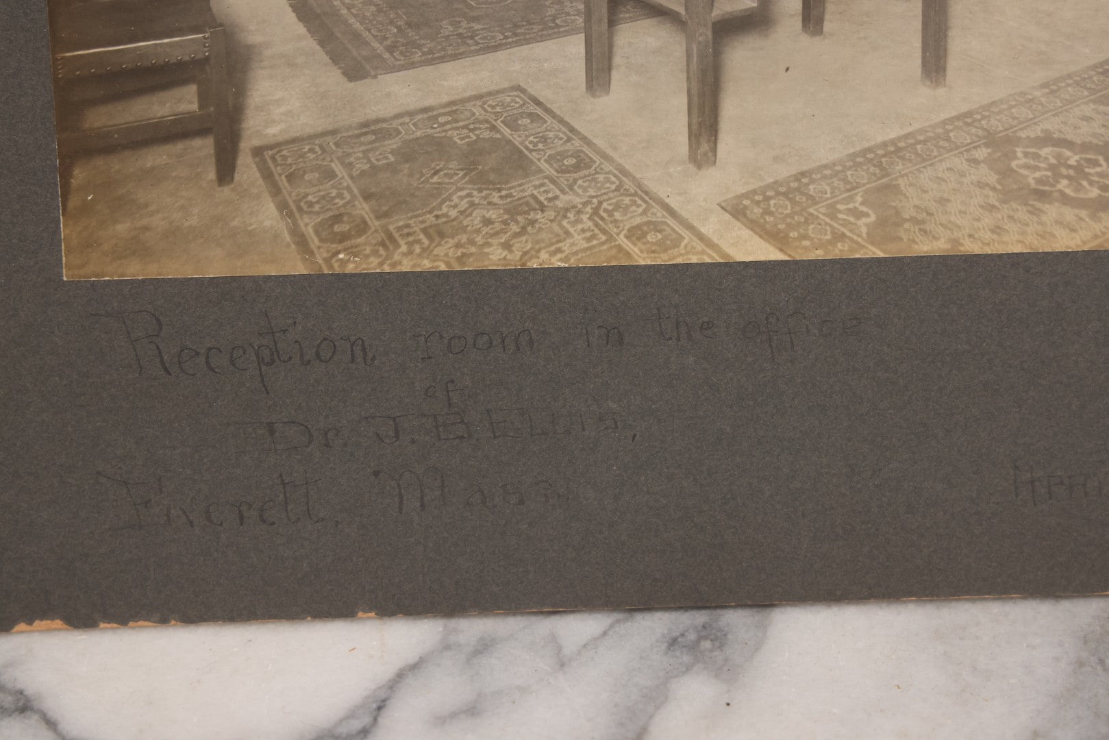 Lot 079 - Antique Boarded Occupational Photograph Of Reception Room Of The Office Of Dr. J.B. Ellis, D.M.D. (Doctor Of Medicine In Dentistry), Everett, Massachusetts, April 15, 1914